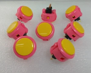 Japan Sanwa Mix Tasten pink/gelb x 8 Stück Arcade Videospiel Teile OBSF-30 - Bild 1 von 6