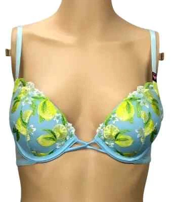 $80 VICTORIAS SECRET DREAM ANGELS EMBROIDERED PUSH UP BRA FLORAL LACE LEMONS NWT - Image 1 of 2