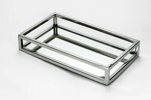 30x17cm Modern Rectangular Silver Mirror Tray Serving Vanity Home Candle Display - Picture 1 of 2