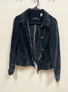 Women's Caribbean Joe Velour Jacket Cotton Large Black Pockets Soft Coat - Picture 1 of 3