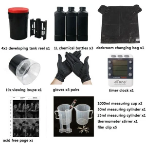 4x5 Dunkelkammer Filmentwicklungstank Ausrüstungsset Set Negativentwicklung - Bild 1 von 12