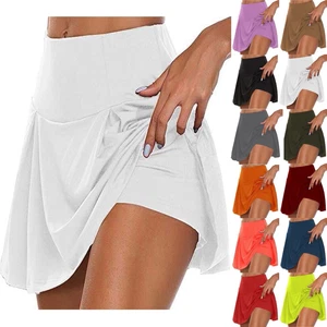 Women Tennis Skirts High Waist Golf Workout Sport Gym Yoga Workout Tennis Shorts - Picture 1 of 48