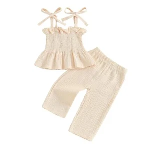Infant Baby Toddler Girls Clothes Solid Color Sleeveless Camisole Linen Pants... - Picture 1 of 7