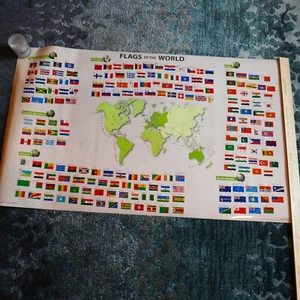 Flags of the World Wall Map Poster 42"x24" Multi-Color Rolled Laminated - Picture 1 of 10