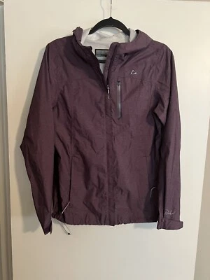 Chaqueta de lluvia para mujer Paradox púrpura cremallera completa nailon con capucha talla pequeña  Foto 1 de 3