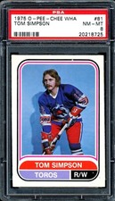 1975-76 OPC O-PEE-CHEE WHA HOCKEY #81 Tom Simpson PSA 8 NM-MT Toronto Toros Card