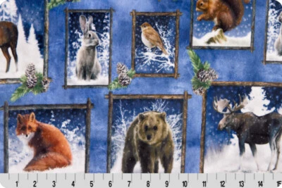 Tecido Wildlife Fox Bear Moose Deer Cuddle® Minky BT jarda X 58 polegadas Shannon - Imagem 1 de 2