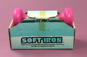 Vintage 1990s The Original Hi Pro Soft Iron Vinyl Pink Coated 1 lb Dumbbells New - Picture 1 of 7