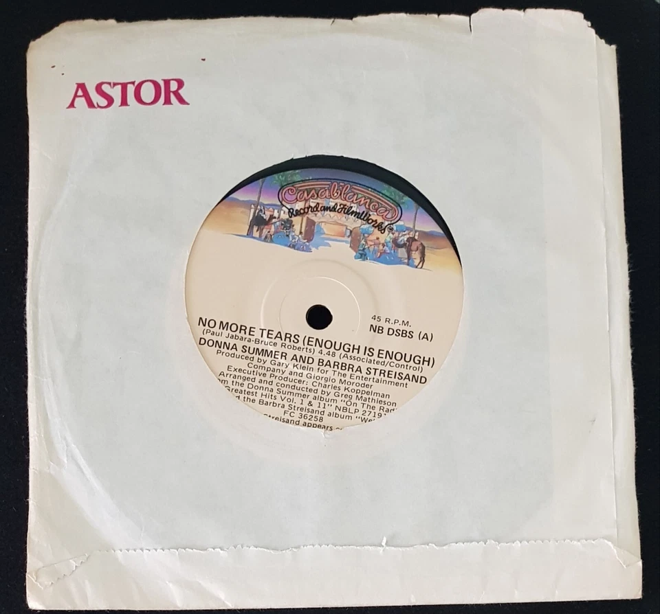 Barbra Streisand, Donna Summer – No More Tears - 7" record single excellent - Image 1 of 1