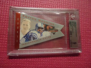 1998 PLAYOFF CONTENDERS PENNANTS RED FOIL PEYTON MANNING RC BGS 9 MINT