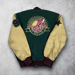 Vintage 80s The Waylon Co Leather/Wool Varsity Jacket Size Large - Picture 1 of 15