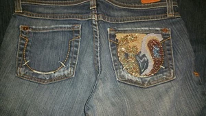 PLASTIC BY GLY WOMEN'S JEANS~SIZE 5~EMBELLISHED - Picture 1 of 3