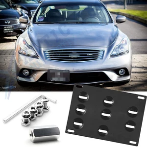 Black Tow Hook License Plate Bumper Mount Bracket For GTR 370Z Infiniti G37 Q50 - Picture 1 of 9