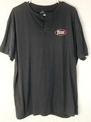 Camisa negra Henley manga corta Brixton Mfg Co. para hombre talla XXLarge Foto 1 de 4