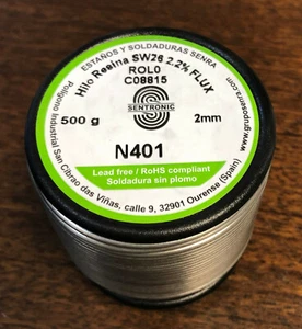 500 grs 2,0 mm Rollo Estaño Electrónica SW26 Aleación N401 LIBRE DE PLOMO España - Imagen 1 de 2