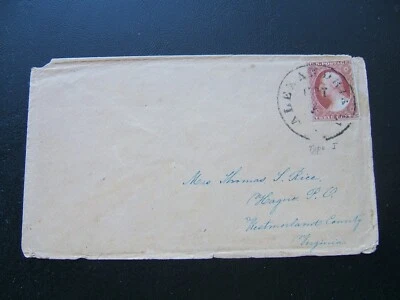 1850s 3C WASH,  4 MARGINS, ALEXANDRIA, VA TO HAGUE, VA, ORANGE-BROWN, DETAILS - Image 1 of 4