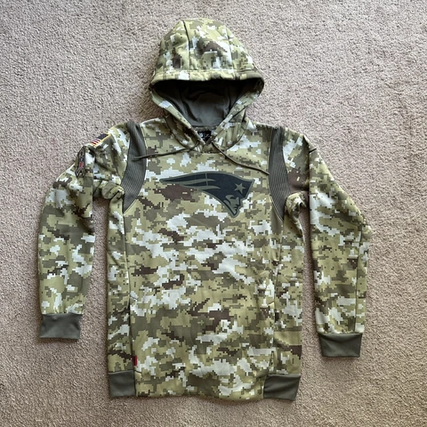 Nike On Field Sweatshirt Men's Small NE Patriots Apparel Military Hoodie Camo Cover