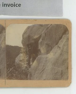 Man Standing by Rock Cliffs Stereoview - Picture 1 of 2