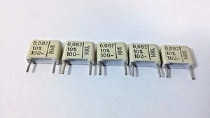 5 Stück Kondensator MMK Metallisiertes Polyester 0,082 uF 10% 100 V Folienkondensator Neu - Bild 1 von 6