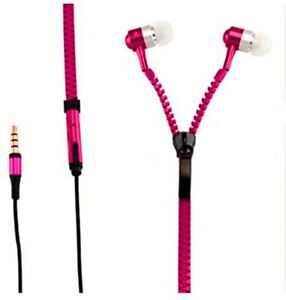 Zipper Earbuds Headset with Mic and Volume Control - In-Ear Stereo Headphones