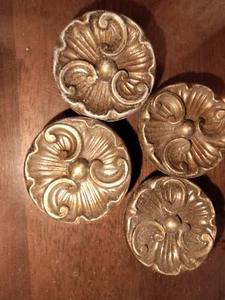 True Vintage Drawer Pull brass shabby French Country Set Of 4 - Picture 1 of 9