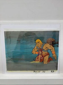 He-Man Masters of the Universe Animation Production Cel - He-Man & Copy BG Coa - Picture 1 of 4