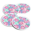 4x Round Stickers 10 cm - Pink Hibiscus Flower Print  #15797