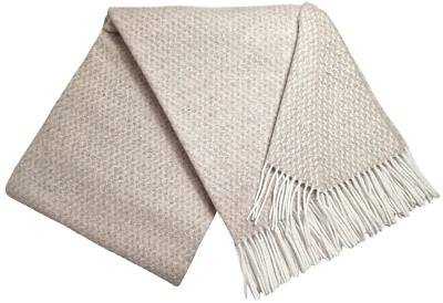 SALE! Merinowolldecke Wolldecke Merinowolle-Kaschmir Mix 140x200cm Beige/Grau - Bild 1 von 4