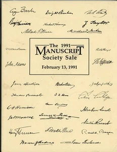 1991 The Superior Galleries' Manuscript Society Sale Catalog + Prices US History - Picture 1 of 5