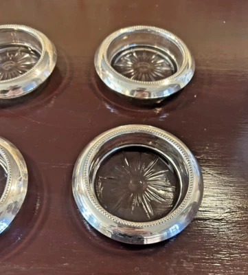 6 posavasos de plata esterlina ~ posavasos de vidrio y esterlina Frank M Whiting #4 Foto 1 de 4