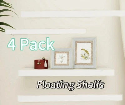 Mainstays White 23" Wood Floating Shelf 4 Pack SALE DEAL Hardware Included - Image 1 of 4