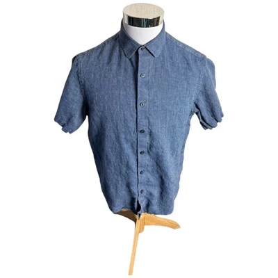 UNTUCKit Button Up Shirt Men's Size Medium M Blue Winkle Resistant 100% Linen - Image 1 of 4