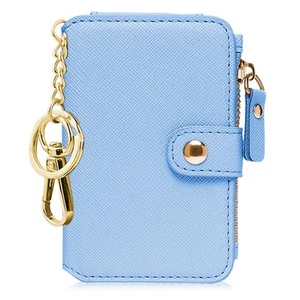 Keychain wallet, Rfid Blocking Credit Card Holder Leather, Zipper Card Case f... - Picture 1 of 9
