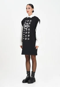 MAISON MARGIELA Abiti Donna Nero Abito corto Abito corto con maxi logo Autunno i - Imagen 1 de 5
