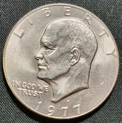 Rare 1977D Eisenhower Dollar Error Coin – Filled Mint Mark – US Mint - Image 1 of 2