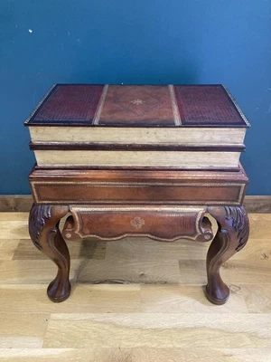 Maitland-Smith Faux Book Chest Side Table With Cabriole Legs - Image 1 of 4