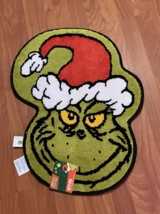 The Grinch Dr Seuss Green Grinch Santa Hat Plush Christmas Bath Rug 22” X 26.5” - Picture 1 of 17