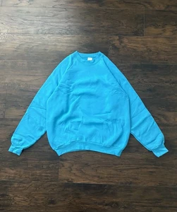 Vintage 90s Fruit of the Loom Blank Sweatshirt Grunge Large Skate Teal Crewneck - Bild 1 von 3