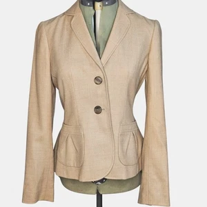 Woman's Banana Republic beige tuxedo minimalist business pocketed button blazer - Picture 1 of 12
