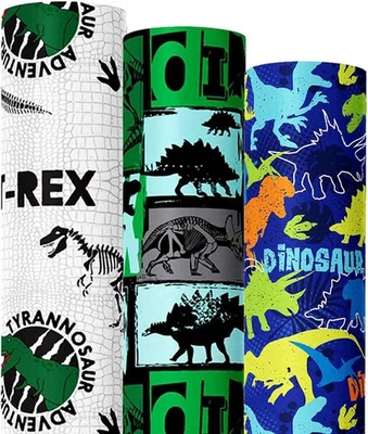 We Moment Dinosaur Wrapping Paper Rolls 3 1 Count (Pack of 1), Dinosaur-3ROLL  - Image 1 of 4