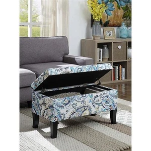 Convenience Concepts Designs4Comfort Winslow Storage Ottoman in Blue Fabric - Picture 1 of 4