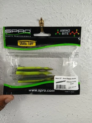 SPRO Sakura 3.5" Verde Calabaza Chartreuse 5pk Plástico Suave Cola Recta Gusano Foto 1 de 2