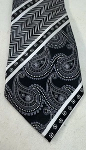 Avanti Uomo Black & White Geometric Paisley Men Neck Tie WIDTH 3 1/5” - Picture 1 of 5