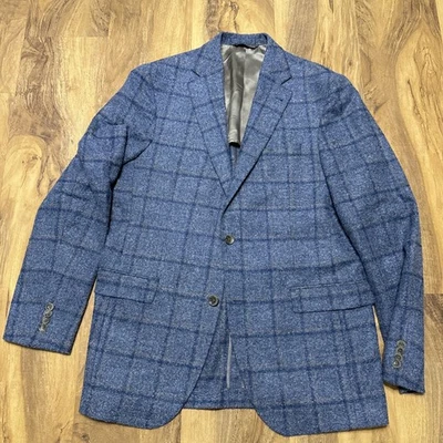 Chaqueta Blazer Abrigo Deportivo Cremieux Azul Príncipe de Gales Cuadros Lana Alpaca 42L Foto 1 de 4