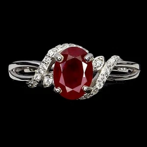 Mother Day 925 Sterling Silver Ring Oval Ruby 8x6mm Gemstone Jewelry Size 8 - Picture 1 of 13