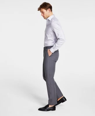 Pantalones de vestir Michael Kors para hombre corte clásico 38/32 gris carbón liso Foto 1 de 2