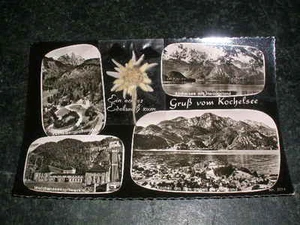 Gruß aus Kochelsee ca. 50er Jahre Mehrbild AK mit original Edelweß - Picture 1 of 1