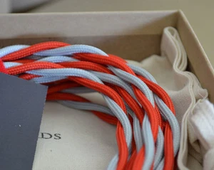 Scarlet and Grey Twisted Wire Lamp Cord Pendant Light-Steampunk Lamp Retro Cord - Picture 1 of 2