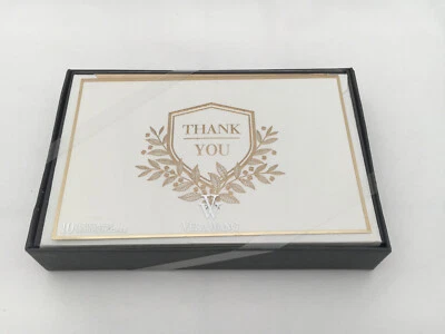 Tarjetas de agradecimiento en blanco Vera Wang Gold Shield con sobres CANTIDAD 10 Crane & Co. Foto 1 de 2