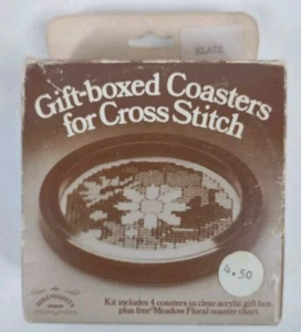 Serendipity Designs Untersetzer für Kreuzstich 4er Set schwarze Rahmen Vintage 1981 - Bild 1 von 7